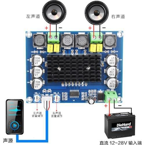 HIFIDIY LIVE TPA3116D2 Dual-channel Stereo High Power Digital Audio Power Amplifier Board 120W*2 to speaker XH-M543