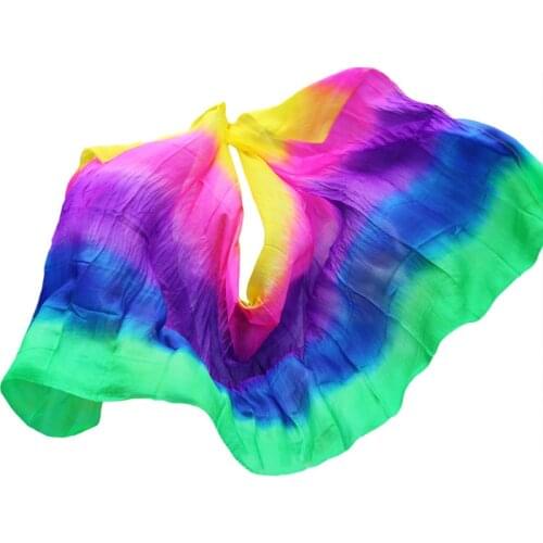 Classic 100% Silk Veils Belly Dance Stage Performance Props Handmade Dyed Scarf Bellydance Accessories For Kids Adults 200/250