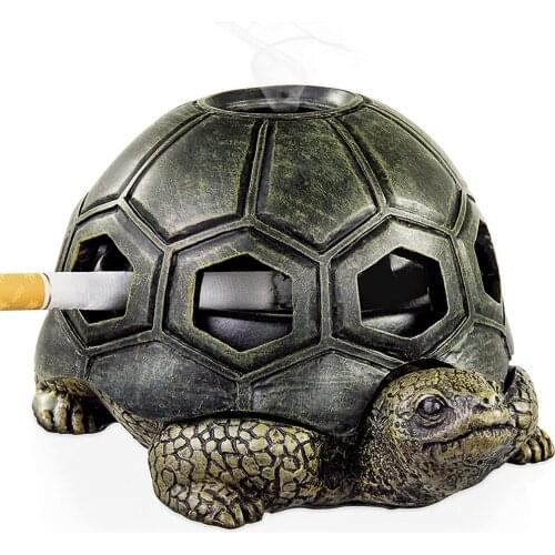 Creative Cigarettes Ashtray with Lid Turtle Snail Ashtray Cute Resin Ash Holder for Indoor Outdoor and Perfect Fathers Day Gift