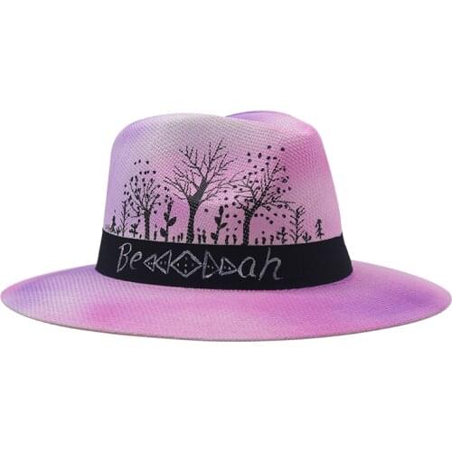 Summer Hat Women Panama Straw Hat Fedora Beach Vacation Wide Brim Visor Casual Summer Sun Hats for men Sombrero