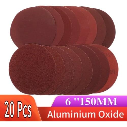 20PCS 6 Inch 150MM Flocking Sanding Sheets Dry Grinding Sandpaper Abrasive Paper 60 to 1200 Grits for Sanding Polishing