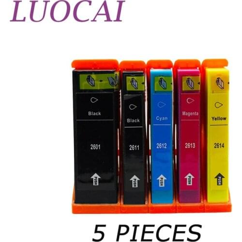 LuoCai Compatible 5pcs Ink Cartridge For Epson T2601 T2611-T2614 XP-510 520 600 605 610 615 620 625 700 710 720 800 810 printers