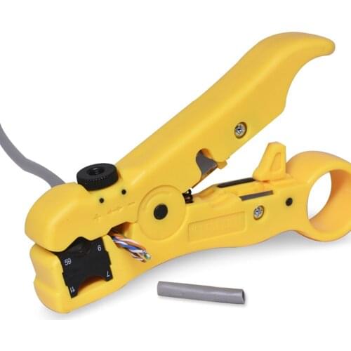 Network Wire Stripping Tool Multi-Function UTP Cat5 Cat6 RG59 Flat Round Coaxial Twisted Pair Cable Stripper Cutter Blue Yellow