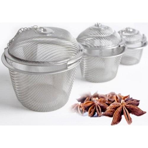 Reusable Silver Stainless Steel Mesh Herbal Ball Tea Spice Strainer Teakettle Locking Tea Filter Infuser Spice Seasoning Box