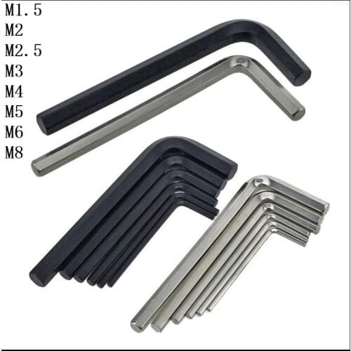 Nickel Plating Black Carbon Steel M1.5/M2/M2.5/M3/M4/M5/M6/M8 Hex Key Allen Wrench Spanner Fixing Tools Brand New