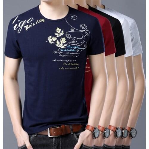 New arrival summer 2018 male floral printed cotton t shirt o-neck mens short sleeve fashion printed pure cotton t shirts