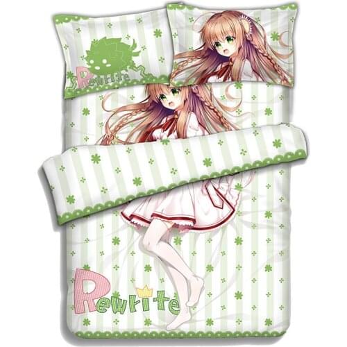 New Anime Cartoon Rewrite Kanbe Kotori Quilt Cover Soft Printed Bedding Set With Pillow Cases Bed Sheet Duvet Cover Set