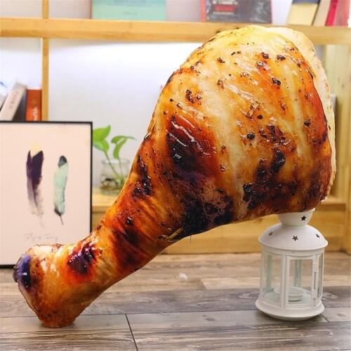 Plush simulation food grilled fish /chicken leg stuffed throw pillow & roasted wing/squid soft BBQ doll kids creative baking toy