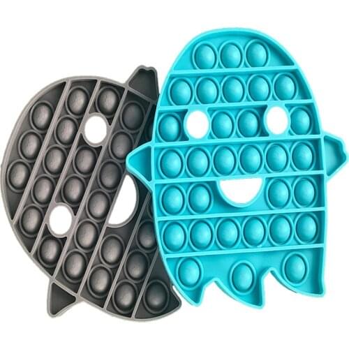 Halloween Gift Stress Relief Silicon Ghost Shape Push Bubbles Pop Fidget Sensory Toys for Kids Adult
