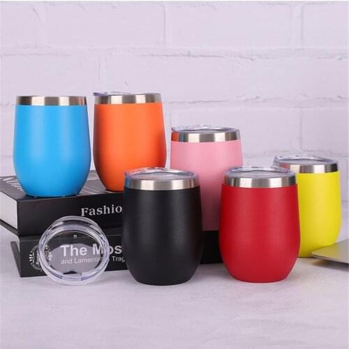 Christmas 12oz Insulated Tumbler Vacuum Egg Coffee Thermos Mug stainless steel Wine Cups with Lid