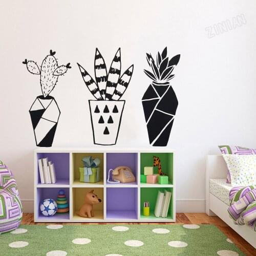 Geometric Cactus Plants Wall Decal Living Room Home Decor Interesting Vinyl Wall Sticker For Dormitory Decoration Art Mural Y147