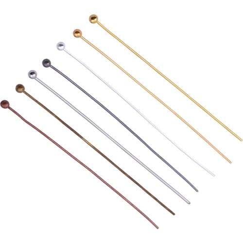 200pcs/lot 16 20 25 30 35 40 50mm Silver Color Metal Ball Head Pins For Diy Jewelry Making Head pins Findings Dia 0.5mm Supplies
