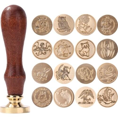 Vintage Animal Seal Stamp Card Stamps Roses Retro Plant Pattern DIY Envelopes Crown Wax Seal Stamp Accessories