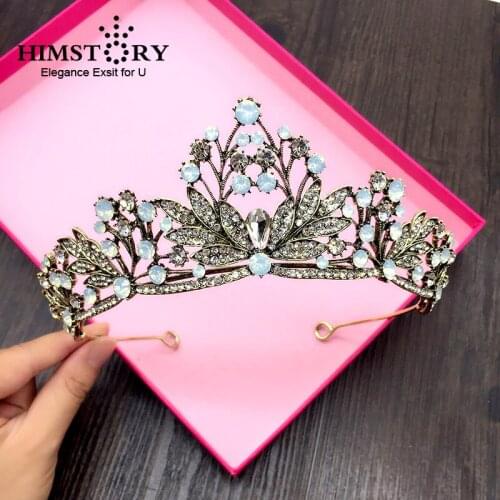 HIMSTORY New Arrival Retro Princess Hair Crown Vintage Bronze Hairbands Baroque Flower Hair Accessories Bridal Hairwear Ornament