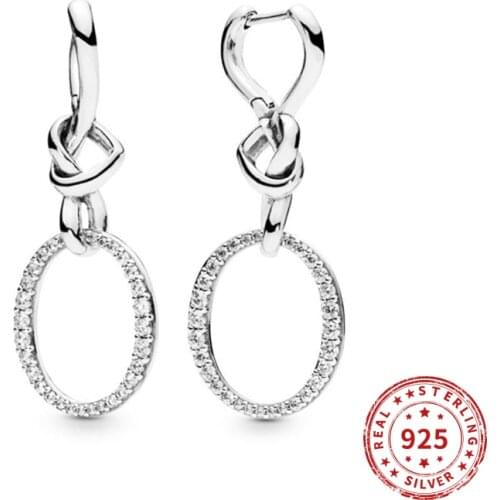 Real 925 Sterling Silver Pan Earring Square Heart Hoop Earrings For Women Wedding Gifts Fashion PartyJewelry