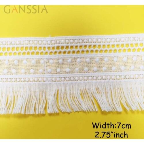 1yrd/lot Width:7.0cm Good quality tassel dot lace, vintage white color lace for DIY, garment lace(ss-697)