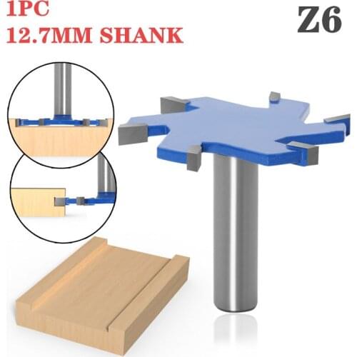 1pc 12mm/12.7mm Shank T Type Jointing & Slotting Cutter 6 Flutle T-Track Slotting Wood Router Bit Milling Cutter For Wood