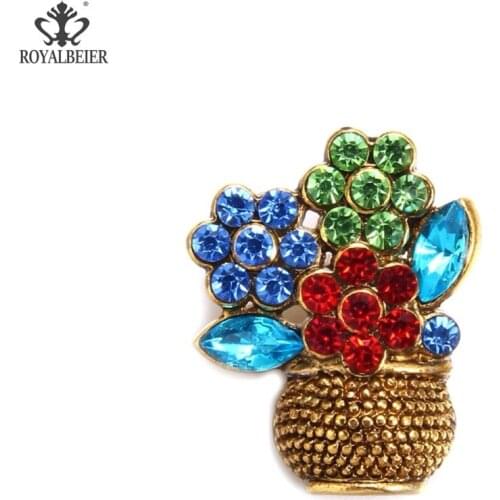 ROYALBEIER 1pc Christmas Theme Gold Colors Jewelry Beads for Making Fit 18mm Snap Women Accessories Rhinestone Button Wholesale