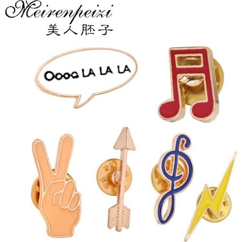 1PC Fashion K-POP Badge Accessories For Clothes Hat Scarf Note Arrow Lightning Design Creative Enamel Brooches Pin For Women