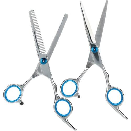 1 Pc Hair Scissors Blue Circle Hair Cutting Scissors Thinning Shears Bang Trimmer Swivel Thumb Cutting Shears Barber Accessories