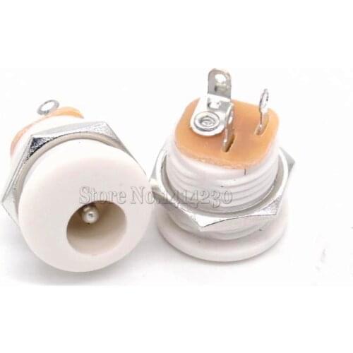 10Pcs DC-022 5.5-2.1 / 5.5 x 2.1mm DC Power Socket/ DC Connector Panel Mounting DC022 White