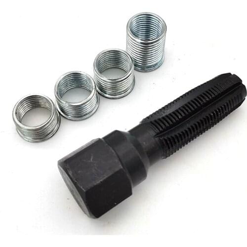 14MM Spark Plug Rethread Tool 4 Inserts Thread Reamer Tap Repair KIT Universal