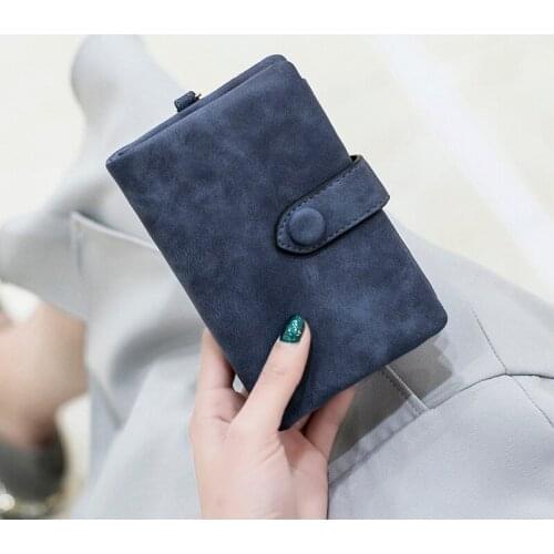 2020 Tri-fold Short Women Wallets With Coin Zipper Pocket Minimalist Frosted Soft Leather Ladies Purses Female Pink Small Wallet