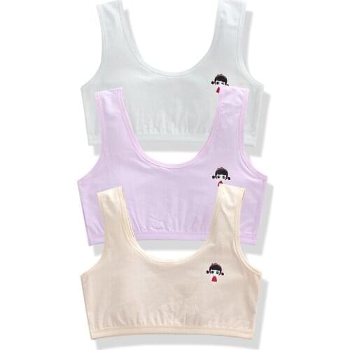 3Pcs/Lot Puberty Cotton Vest Girl Sport Top Training Kid Bra Student Double-deck Teen Underwear Children Bras for 8-18 Years Old