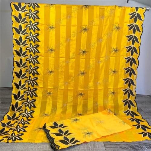 5+2 Yard African Embroidery Fashion 100% Pure Satin ribbon Silk Fabric silk fabric printed For Soft Scarf Dress Sewing materials