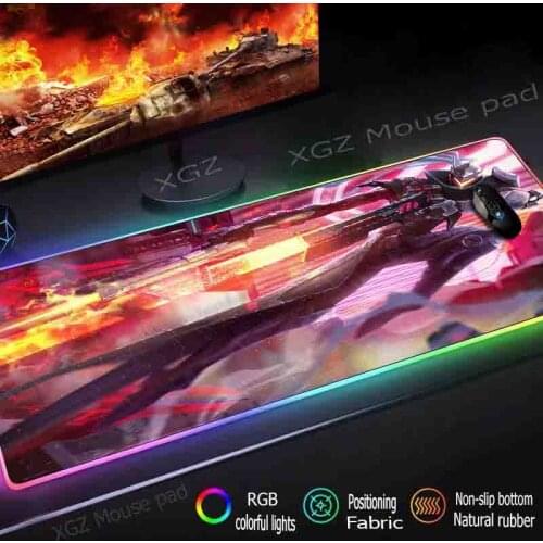 Mairuigee Large RGB Game Mouse Pad Black Lock-edeg Anime Spear Warrior Custom Home Computer Desk Mat Rubber Striped Non-slip
