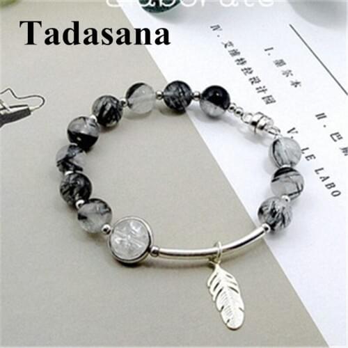 Black Quartz Rutilated Gifts For Women Bracelets Bangles Silver 925 Jewelry Bracelets Natural Stone Wholesale Healing Spiritual