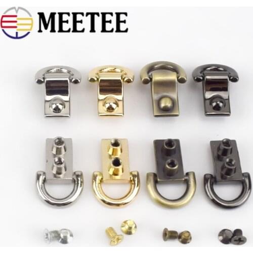 Meetee 5/10pcs 22mm Metal Bag D Ring Side Clip Buckles Screw Chain Handles Hanger Hooks DIY Luggage Strap Hardware Accessories