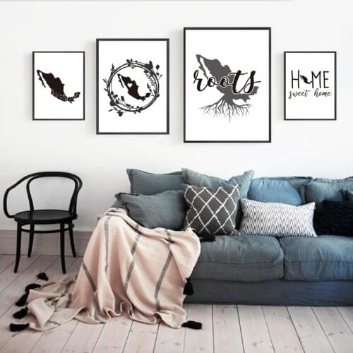Mexico City Map Print Home Sweet Home My Roots Quotes Poster Mandala Floral Wall Art Canvas Painting Pictures Living Room Decor