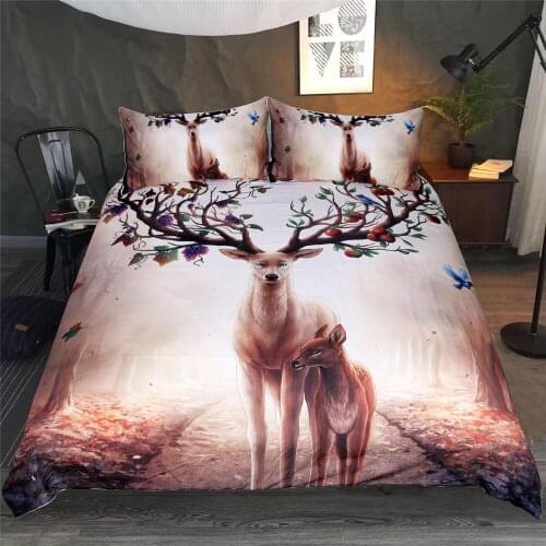 Butterfly elk Print Set With Pillowcase Duvet Cover Sets Bed Double Queen King Size Quilt Covers Pillowcase