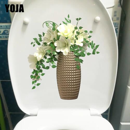 YOJA 19.1X22.6CM Creative Vase Flower Kitchen Living Room Wall Decor Decal Fresh Fashion Toilet Sticker T1-1943