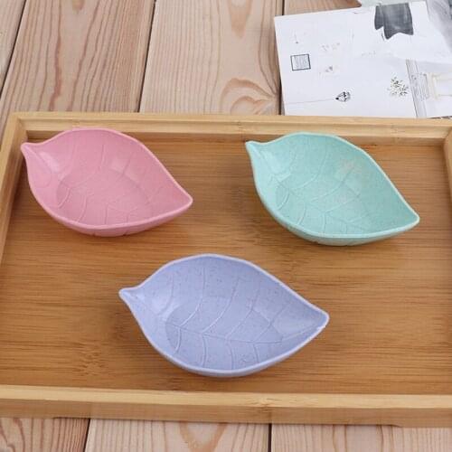Creative Leaves Dish Baby Kid Bowl Wheat Straw Soy Sauce Dish Rice Bowl Plate Tableware Food Container Appetizer Plates