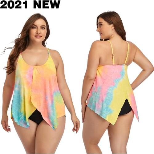 2021 New Plus Size Swimsuit Two Pieces Swimswear Larges Big Swim Suits Plussize Bathing Beachwear Wear For Female