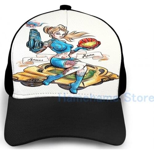 Fashion Pin Up Samus Bomber Girl Basketball Cap men women Graphic print black Unisex adult hat