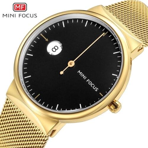 MINIFOCUS Brand Fashion Mens Stainless Steel Bands Wristwatch Top Luxury Watches Clock Business Quartz Watch Montre Femme