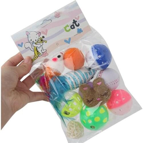 12 Pcs Cat Toys Set, Sisal Ball Bell Balls for Indoor Cats, Catnip Toys, Feather Mouse, Line Ball Baseball for Cat and Kitten