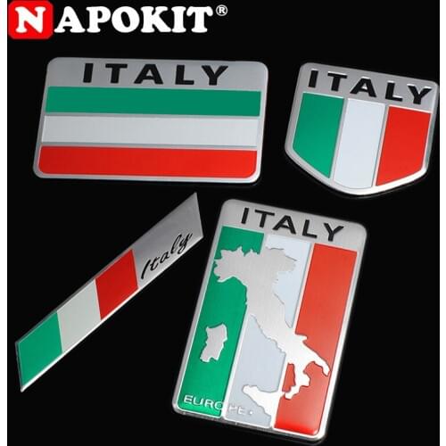 4pcs Car Styling Aluminum ITALY Italian Flag Car Sticker Emblem Badge Adhesive for Fiat Alfa Romeo 159 156 Abarth Accessories