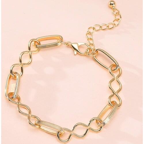 ORNAPEADIA New Jewelry Simple and Fashionable Hollow Bracelet for Women Female Punk Gold-plated Bracelet Wholesale Jewelry