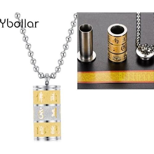 Stainless Steel Buddhism Religion Pendant Necklace Openable Ashes Bottle Prayer Wheel Necklace For Men Women Jewelry