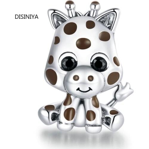 Disiniya Authentic 925 Sterling Silver Baby Giraffe Charm for Original Silver DIY Bracelet or Bangle Jewerly Make ZSCC261691