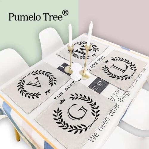 Letter Simple Cup Coaster Dish Mat Table Napkin Boho Crown Placemat for Dining Table Kitchen Table Mats Placemats Jogo Americano