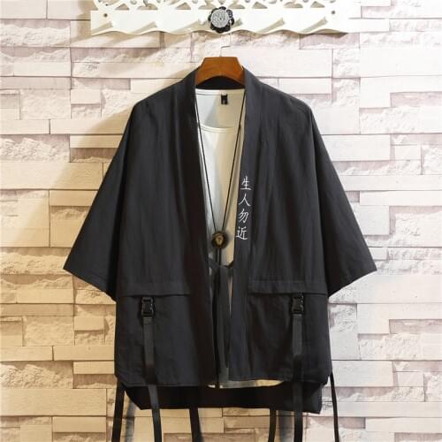 Summer Mens Haori Cardigan Kimono Shirt Samurai Japanese Clothing Robes Loose Obi Male Yukata Jacket Streetwear Asian Clothes