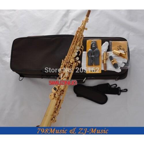 Gold Lacquer Soprano Saxophone Bb key to High F key and G Key-2 Neckes