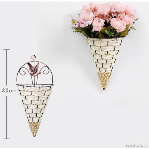 Natural Wicker Flower Basket Vase Rattan Wall Hanging Pot Planter Rattan Vase Basket Decor