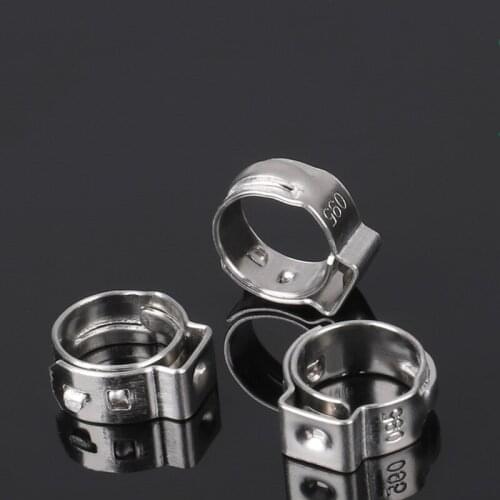 7.8-9.5 mm Pinch Clamps Stepless Single Ear Tight-Seal Vibration-Resistant for Firm Hose and Tube 304 Stainless Steel Pack 100
