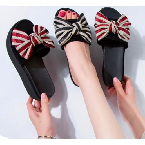 Women Sandals Platform Bow 2021 Summer Slipper Indoor Outdoor Flip-flops Beach Female Shoes